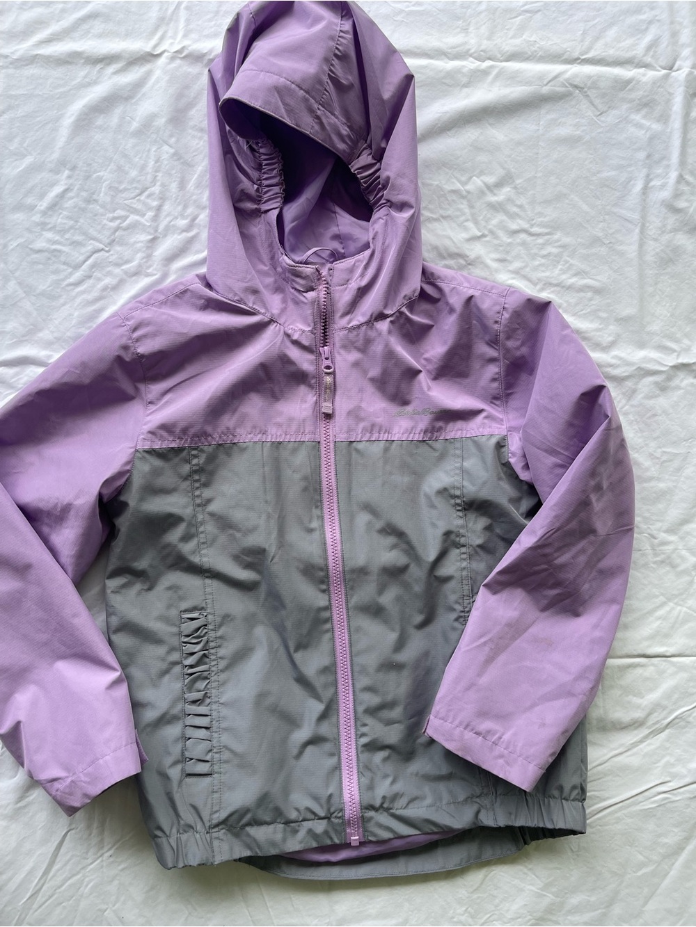 Eddie Bauer Kids' Hooded Rain Jacket - Lavender & Gray